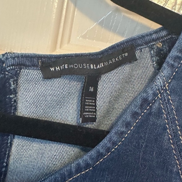 White House Black Market Sleeveless Denim Fit & Flare Dress Size 18 Embroidered - Picture 4 of 9
